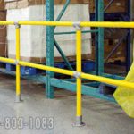Yellow guardrail pallet rack protection