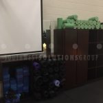 Yoga mat storage system cabinet