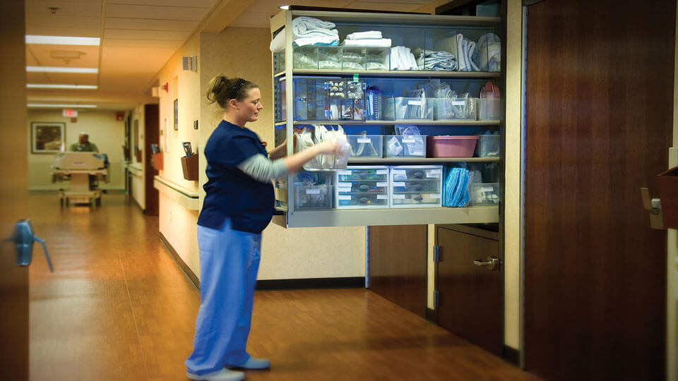 Patient room medical supply cabinets rs