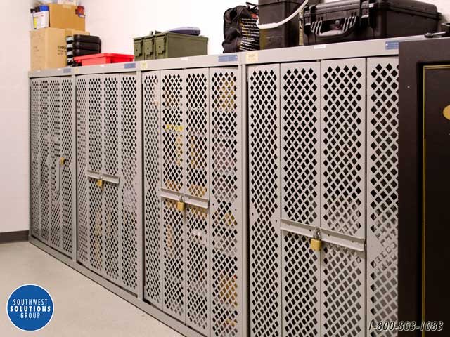 Secure police weapons lockers