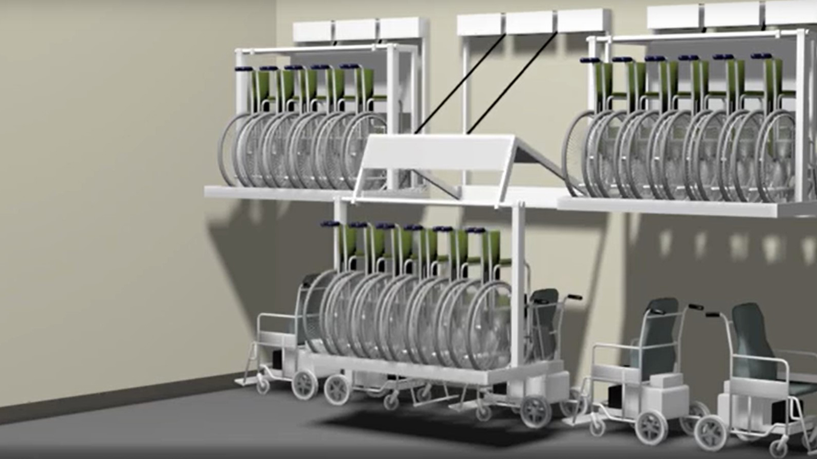 Wheelchair Storage Racks Space Saving Wall Mounted Overhead Lifts