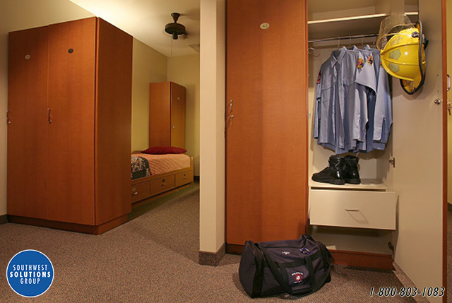 Fire station locker room for public safety