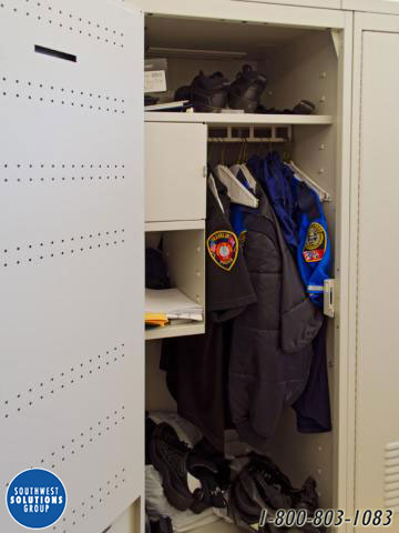 Police locker for hanging uniforms