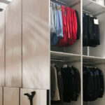 police uniform rack showing organized storage for law enforcement clothing and gear