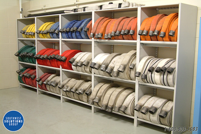 Fire hose storage for fire stations