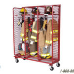 Turnout gear racks for firefighters