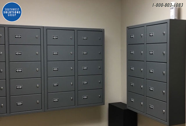 Wall mounted pistol lockers for police