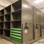 compact mobile storage shelves equipment room