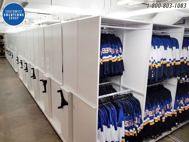 equipment room athletic gear shelving