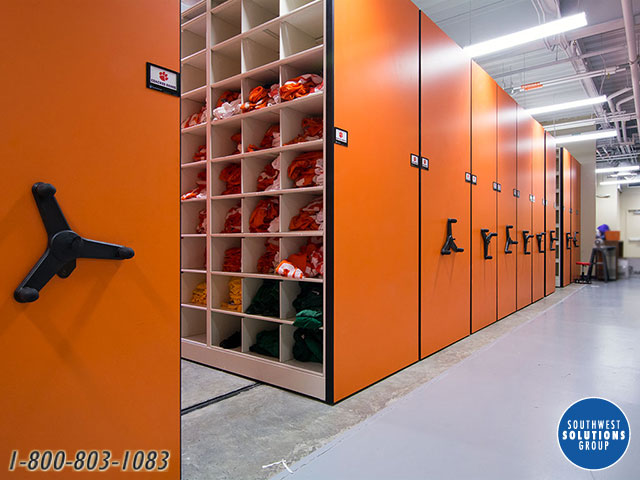 mobile storage shelving athletics