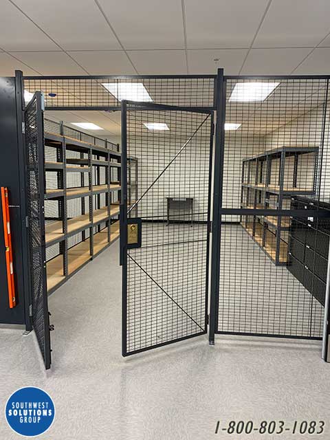 sports equipment room wire cages