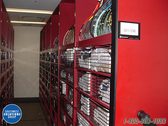 tennis equipment storage room