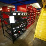 battery storage rack angled shelves automotive