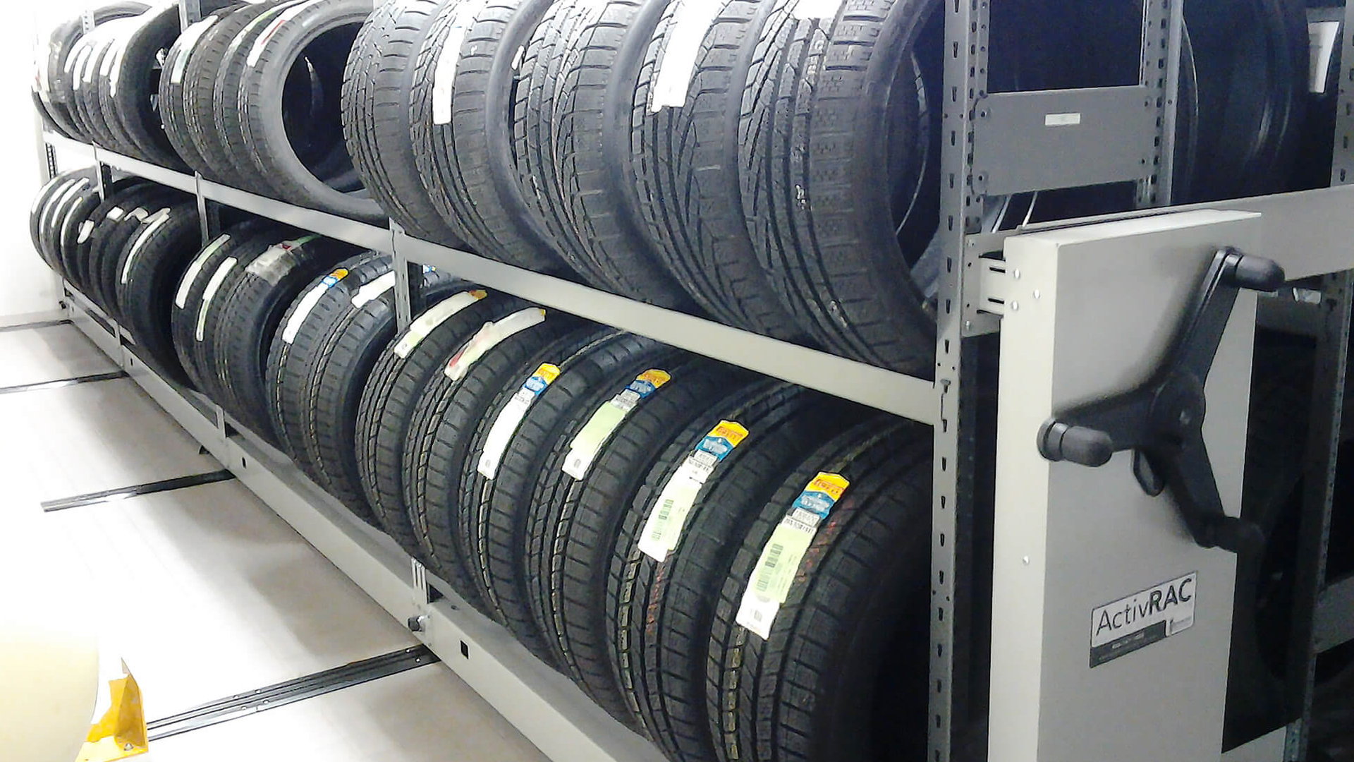 high density tire storage system