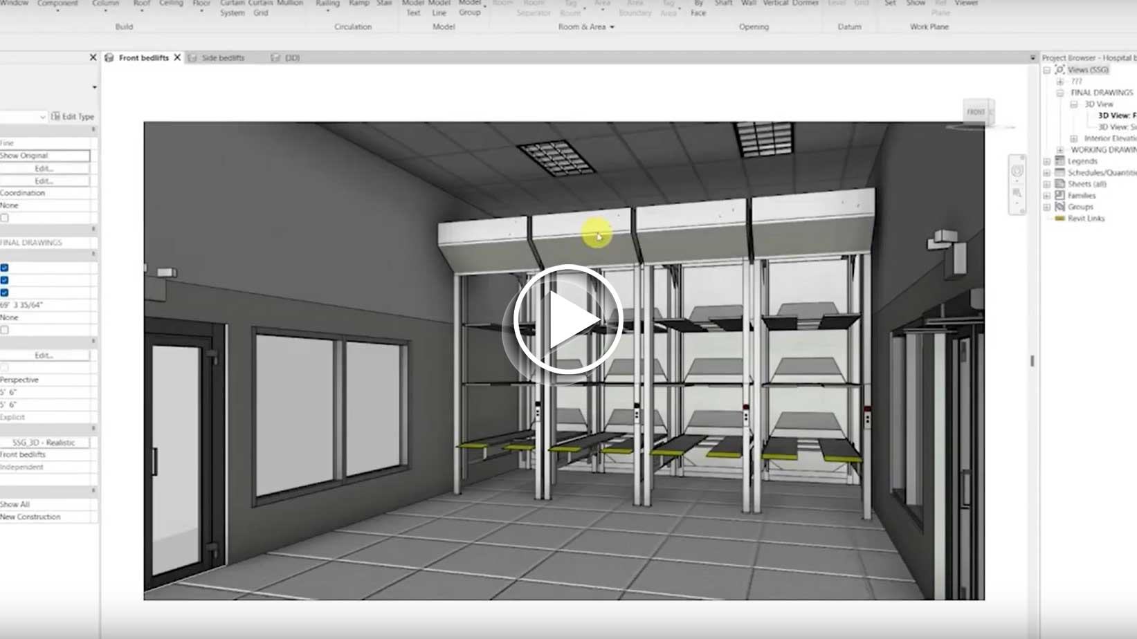 Hospital Bed Storage with Front or Side Loading Options Revit Model