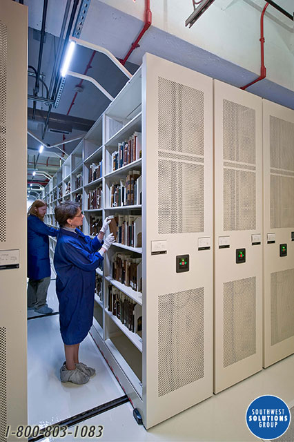 compact shelving for rare book storage