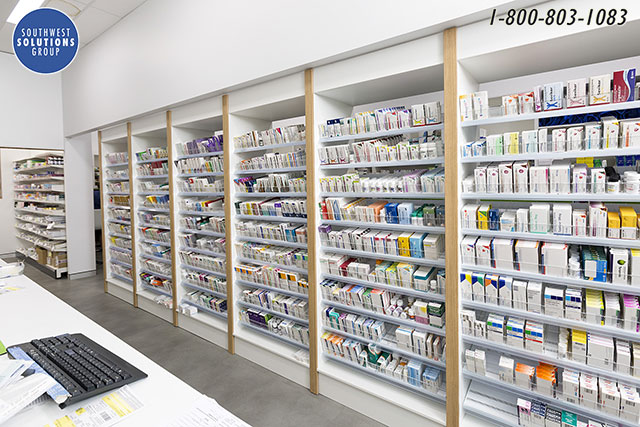 Pharmacy shelves shop
