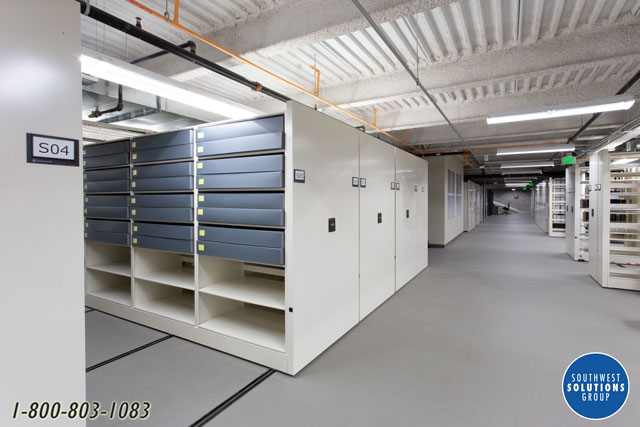 high density shelving storing works on paper