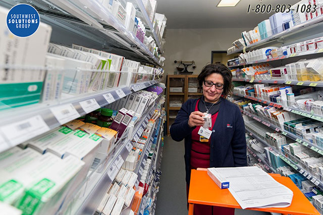 hospital pharmacy modern shelving saves time