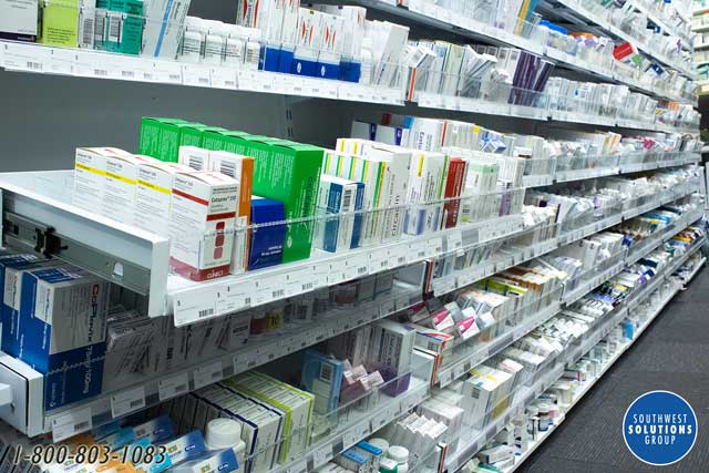 modern pharmacy shelving