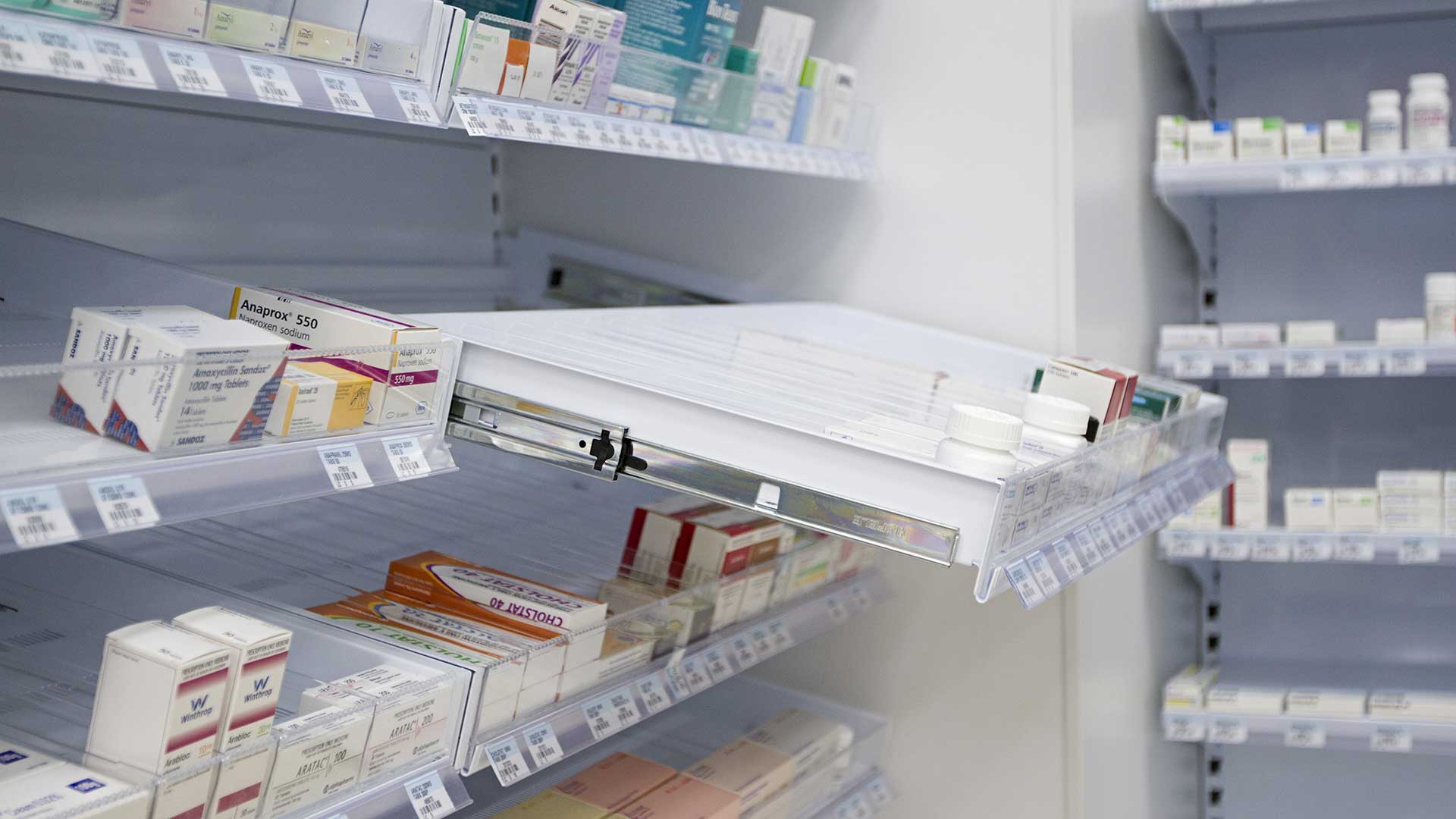 Acrylic Plastic Shelf Dividers For Pharmacy, C-Store Shelves