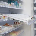slanted pull out pharmacy drawer shelves