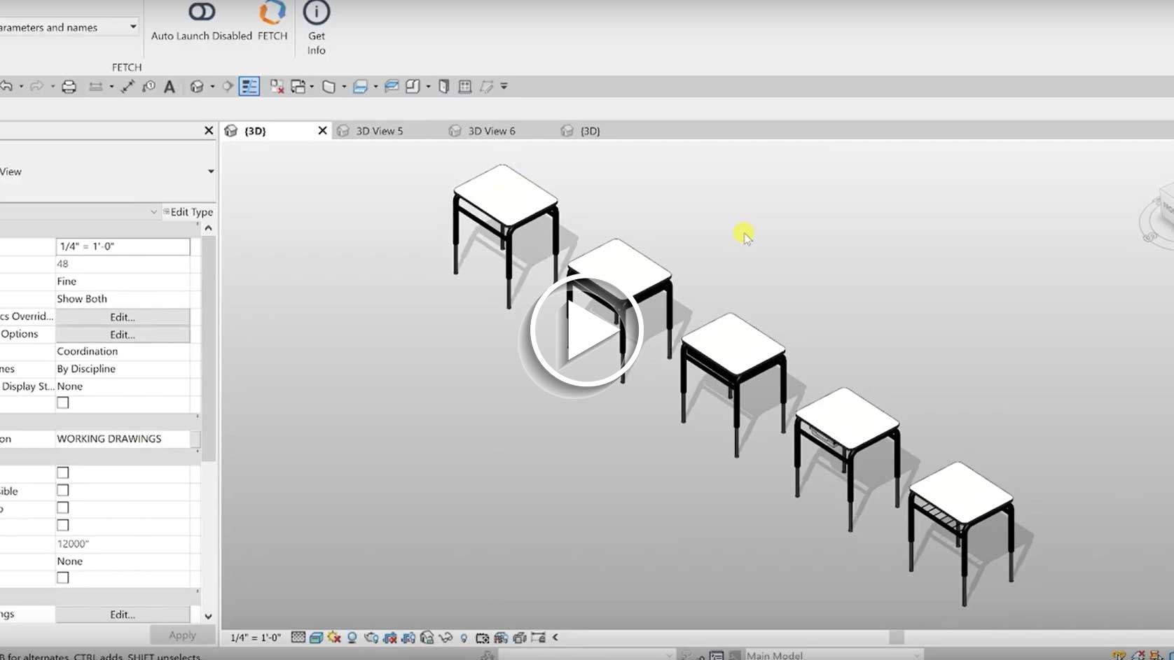 Student Desk for Classrooms or Library Revit Model