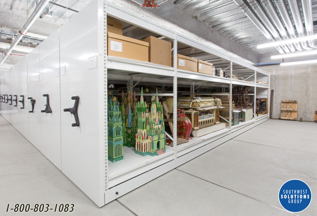 wide span museum storage compact bulk racks