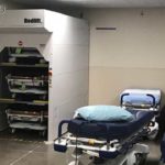 hospital bed storage rack bio med