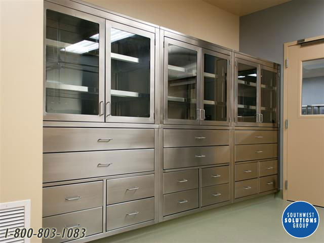 stainess steel medical cabinets with drawers