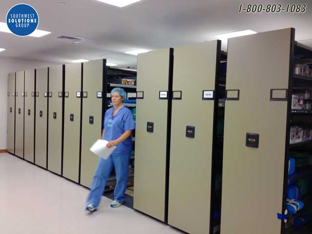 hospital high density storage shelving
