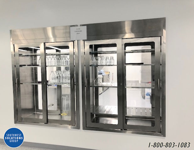 medical stainless steel pass thru wall cabinets