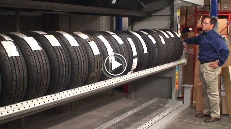 motorized tire carousel storage racks video