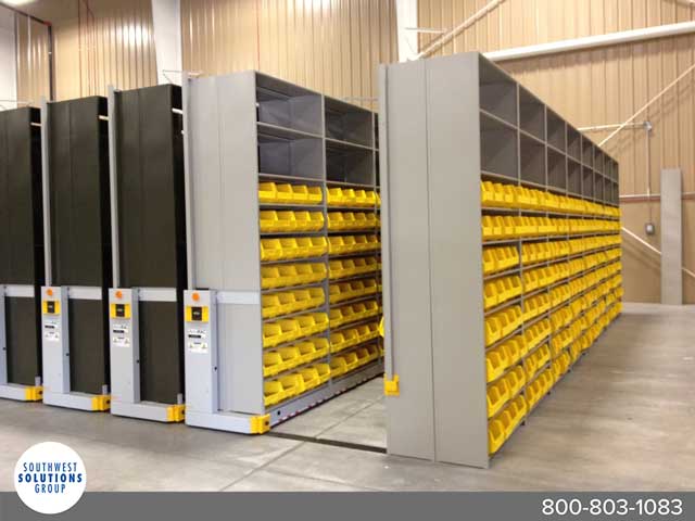 industrial high density mobile shelving