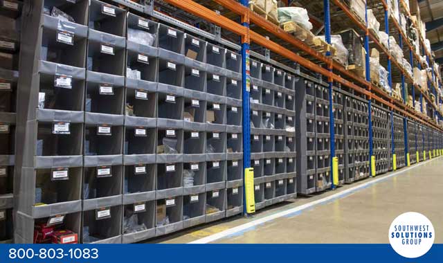 pallet rack with bins