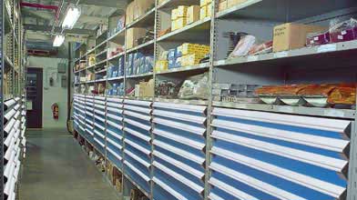 industrial shelving with drawers featured