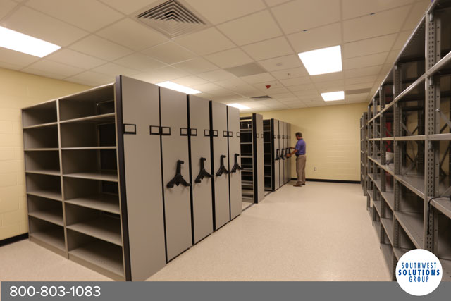 textbook room shelving