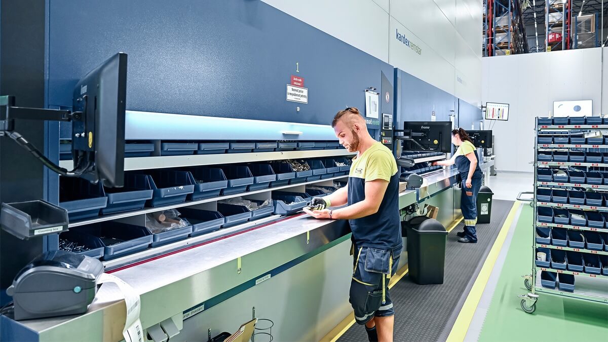 kardex vertical storage at a distribution center