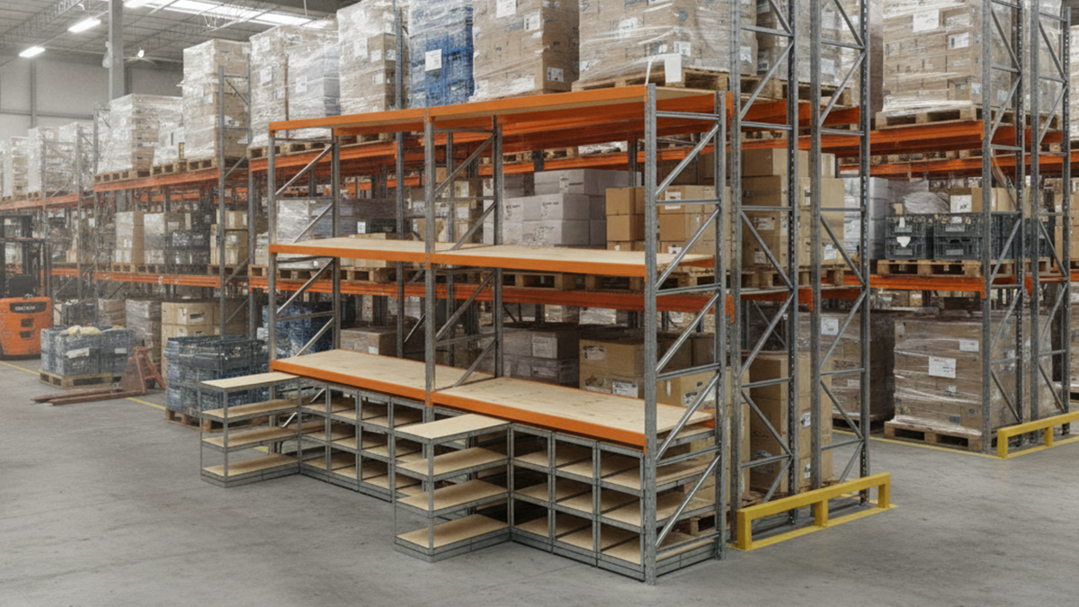 under rack shelving system for warehouse storage