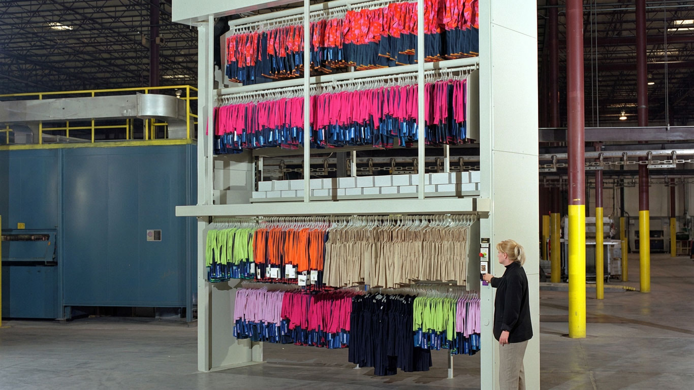 garment carousel industrial clothing storage for organized hanging apparel inventory