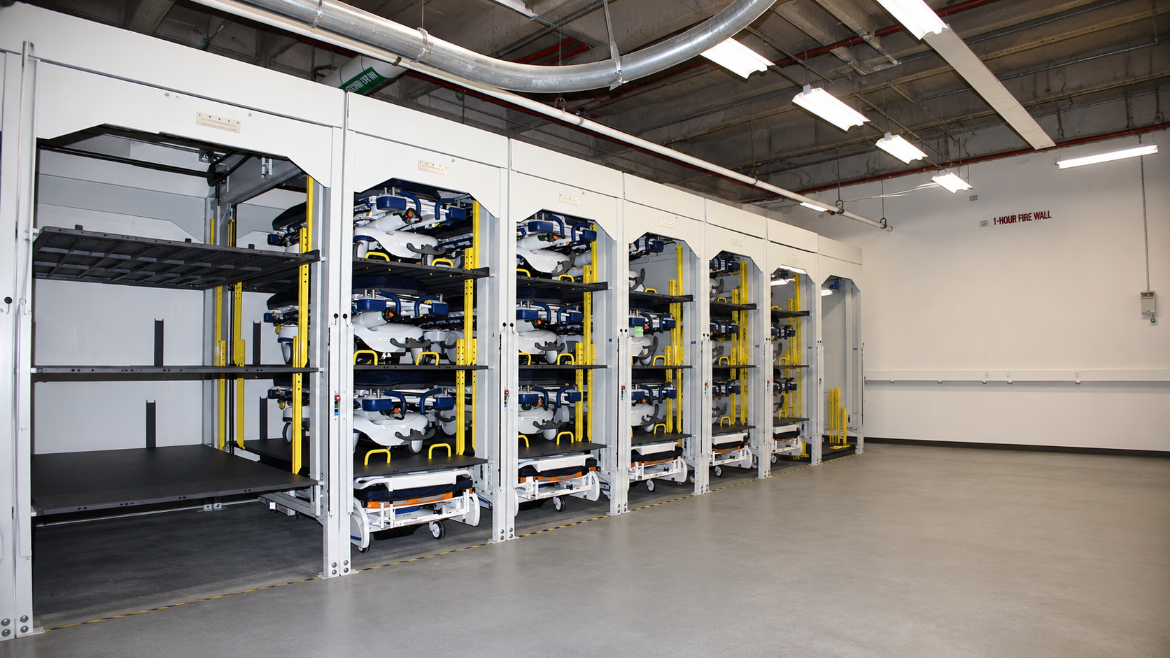 medical equipment storage rack system