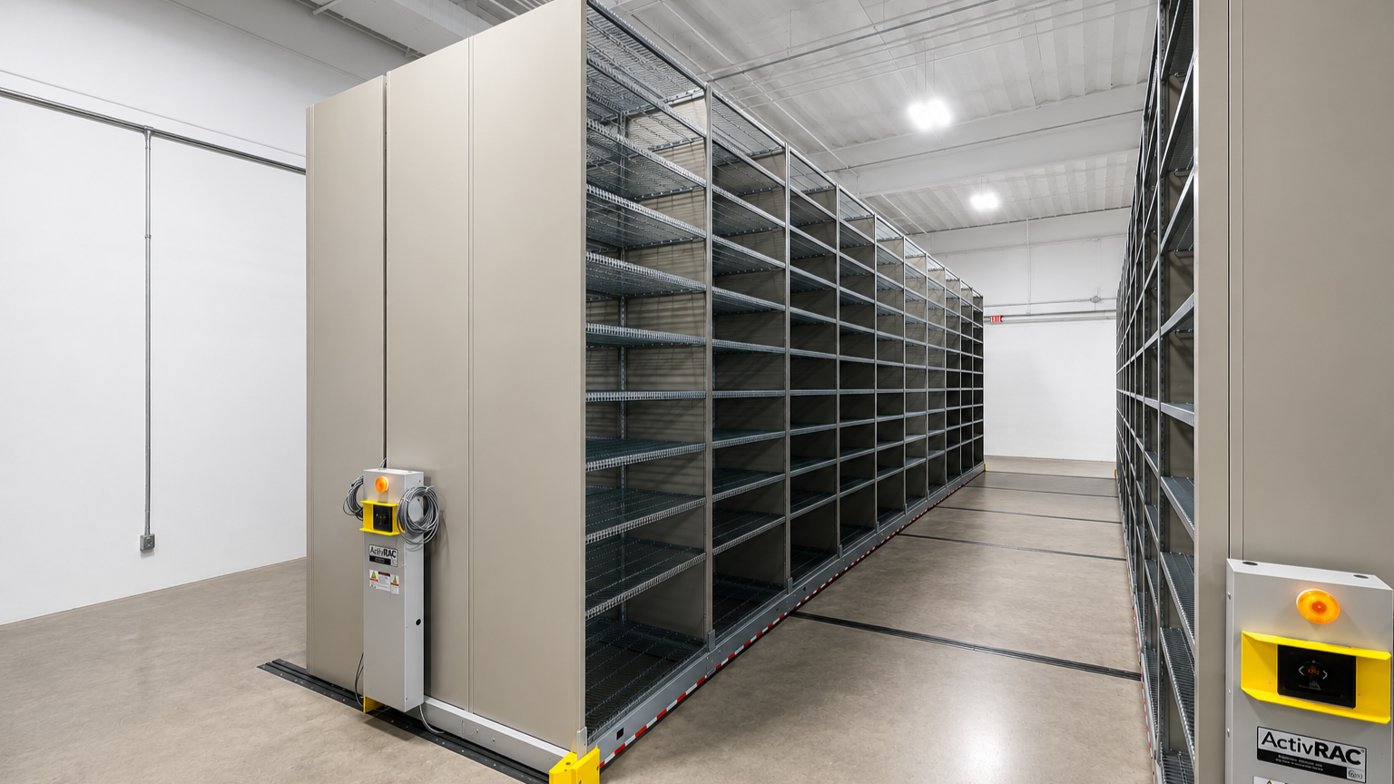 powered mobile evidence storage shelving
